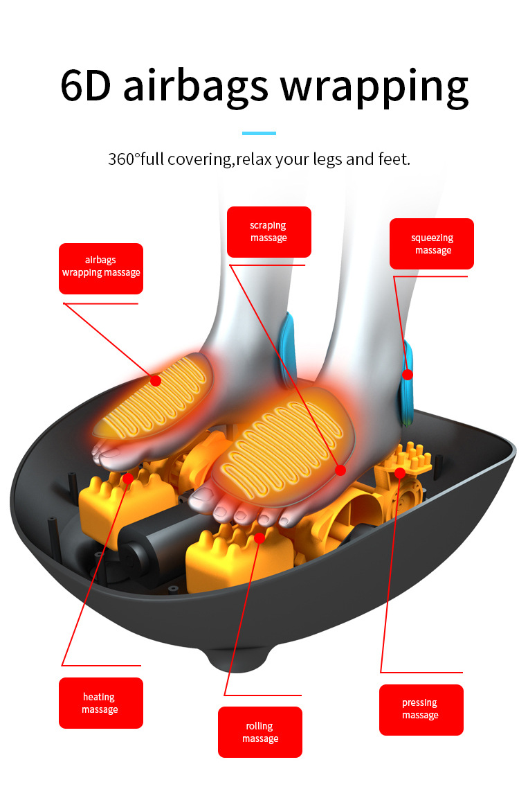 Masajeador de pies de amasado profundo 4D de cobertura completa para uso doméstico, masajeador de pies con calefacción para terapia de Shiatus cálido con vibración