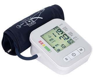 Monitor de presión arterial en la parte superior del brazo con pantalla LCD