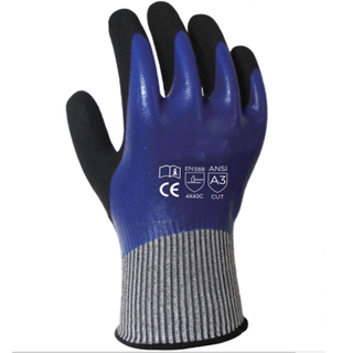 Guantes de trabajo de seguridad de fibra de vidrio y HPPE para corte de vidrio con revestimiento de nitrilo